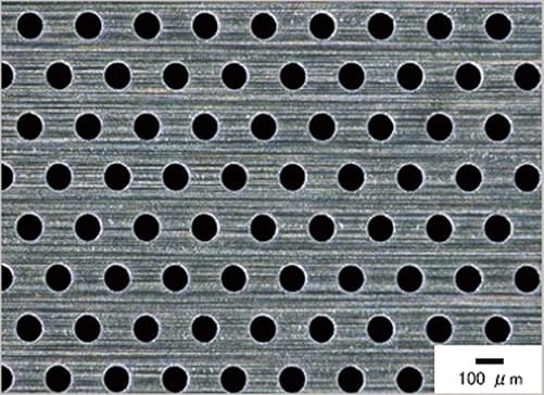 材質:アルミ 孔径:100 μm 厚さ:12 μm